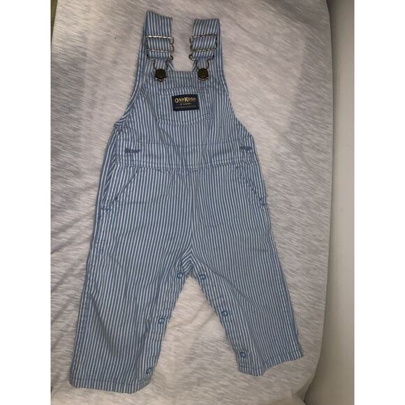 OshKosh B'gosh Other - Oshkosh Bigosh VINTAGE Striped Overalls Size 12 Months Denim Vestbak Made In USA